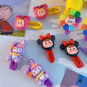 Children Texture Cartoon Hair Clip Sister Big Head Doll Cute Character Shape Duckbill Clip Little Girl Side Pair Clip