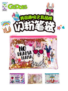 Creative Stationery Set for Girls Back-To-School Season Zipper Pen Case Cute Cartoon Festival Gifts Childrens Learning Supplies Fun Sparkle Powder Zipper Pen Bag