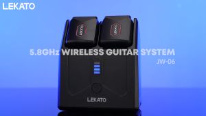 LEKATO JW-06 Wireless Guitar System 5.8GHz with Charging Box Wireless Guitar Transmitter and Receiver for Electric Guitar Bass