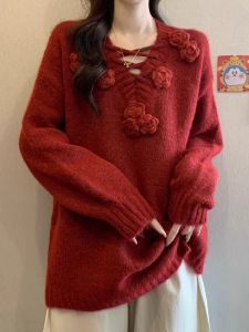 AIYITI | Stylish Big Size Womens Sweater 3D Flower Knit Top