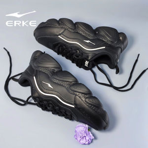 Erke | Shock Absorbing Soft Bottom Leather Sports Shoes Black