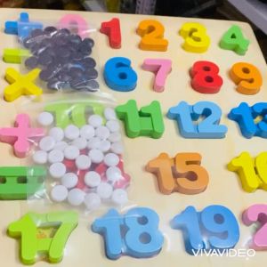 Đồ chơi ghép chữ cái và số kèm cờ cá ngựa cờ vây bằng gỗ bảng ghép hình chữ số thông minh giải trí giáo dục cho bé