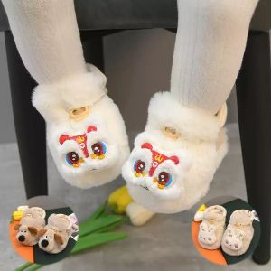 Warm Baby Shoes Socks One Piece Tiger Head Design Non Slip Autumn Winter Style for 0-1 Year Old Babies before Walking Stage