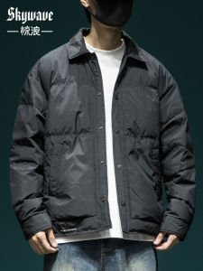 Stylish Quilted Shirt Collar Lightweight down Jacket Mens Loose Plus Size Winter New Arrival 90 White Duck down Heattech Outwear