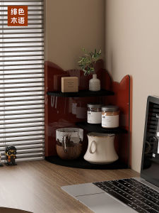 รั้งหน้ามุมโต๊ะคอมพิวเตอร์แบบย้อนยุค ชั้นวางของอะครีลิกสามเหลี่ยม อุปกรณ์ตกแต่งสำหรับจัดเก็บของในมุมตัวหนังสือ ชั้นวางของแบบอเนกประสงค์