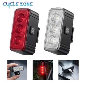 3 LED Beads Cycling Warning Light Set Rechargeable MTB Road Bike Front Tail Light for Outdoor Cycling Night Riding Safety