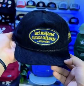 big promo diskon 50% cuci gudang topi six  panel Topi Pria Rope Hat Corduroy Black Delusion