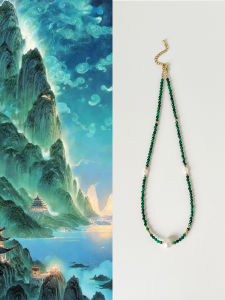 Feivii New Chinese Style Pearl Necklace Elegant Lightweight Luxury Greenstone Womens Sweater Chain Fashion Jewelry Accessory
