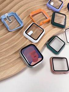 2 in 1 Hardcase + Screen Protector Tempered Glass For Apple Watch Bumper case iWatch pelindung Series 1 2 3 4 5 6 7 8 9 SE 38mm 40mm 42mm 44mm 41mm