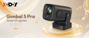 XGODY Gimbal 5 Pro Native 1080P Support 4K Smart Portable Projector 12000 Lumen 180° Rotation Autofocus Correction With External Speaker Home Theater