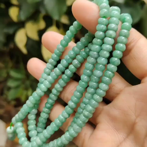 187 Beads * 6.1 mm - Natural Type A Jadeite Green bracelet - certificate weighs 51.72 grams