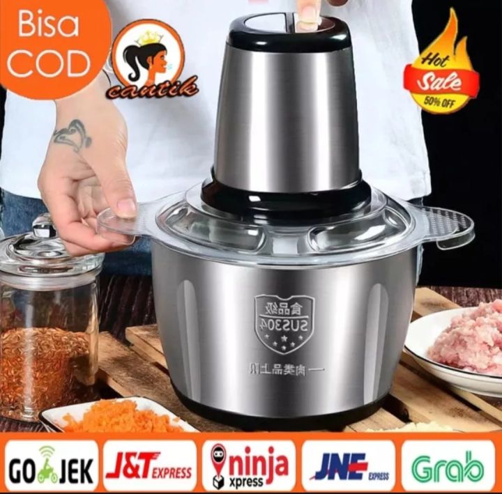 Chopper Blender Daging Penggiling Meat Mincer Elektrik " STAINLESS