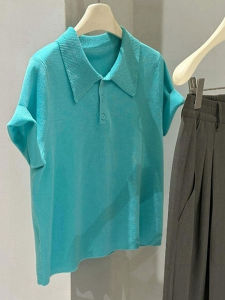 PAIBOLI | Elegant Polo Neck Short Sleeve Knit Shirt