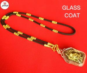 สร้อยเชือกร่มสีดำสลับทองเคลือบแก้ว แบบหัวจรวด 16 ปล้องทอง