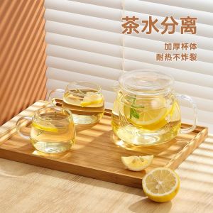 Heat Resistant Glass Tea Pot Floral Design Home Use Tea Brewing Water Pot Tea Set with Filter for Brewing Flower Tea