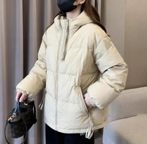 Womens down Jacket Lightweight Short White Duck down Korean Style Winter Coat Thin High-End Feeling Small Size Outerwear