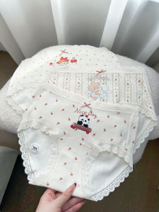 Class a Pure Cotton French Style Small Floral Print Full Length Womens Underwear Antibacterial Extended Crotch Ladies Briefs