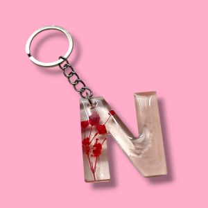 Gantungankunci Custom Huruf Resin art 2 Tone -  Hiasan l  Kunci l  Resin l  Souvenir l  Tas l  Keychain l Elegan l Flower l  Ganci
