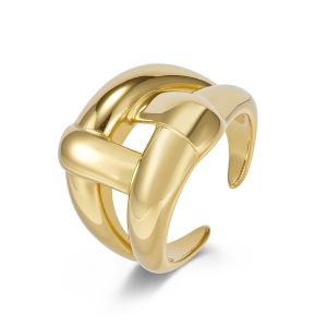 Kemstone Gold Polished Stainless Steel Open Ring Minimalist Fashion Jewelry
