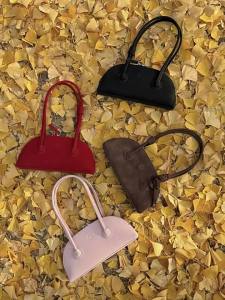 JNXS | Leather Retro Shoulder Bag with Logo and Heart Print Strap