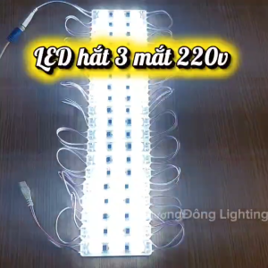 Combo 5 Vỉ LED Module Hắt 3 Bóng 220V IP68 - Không Cần Nguồn - LED Biển Quảng Cáo Trắng/Vàng Nắng