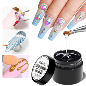 PUENTE 5ML Super Diamond Gel Clear Super Sticky Crystal Gems Jewelry Adhesive No Wipe 3D Wave Line Soak Off UV Gel Varnish