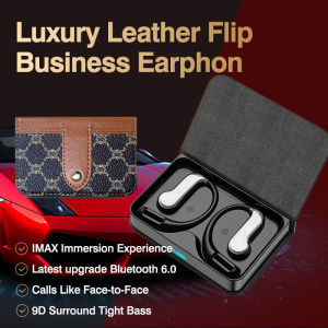 Newmsnr | (gifts for women)Clip-on Leather Earphones with Mirror Sports Car Design HIFI Headphones Wireless Bluetooth Headsets With HD Mic