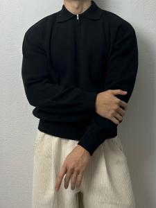 DAVID&ME | Knitted Solid Color Mens Polo Shirt