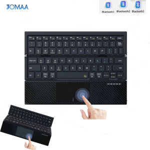 Foldable Bluetooth Keyboard with TouchpadSync up to 3 Devices Full Size Folding Keyboard with Trackpad for iPad iPhone Mac