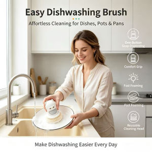 New Cute Cartoon Kitchen Pressing Brush Pot Scrubber Cleaning Decontamination Tool for Home Essentials