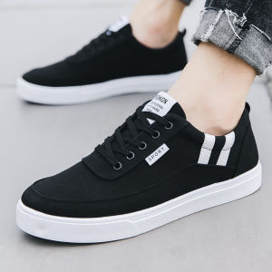 Spring 2024 Mens Canvas Shoes Casual Sporty Korean Style Versatile Cloth Shoes Student Leisure Board Shoes Breathable Lace-Up Flat Heel Rubber Outsole