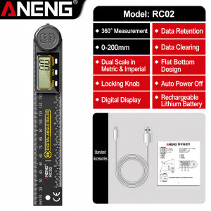 ANENG | ANENG High-Precision 360° Digital LCD Angle Ruler Protractor Angle Finder Woodworking Tools for Room Inspection and Measure