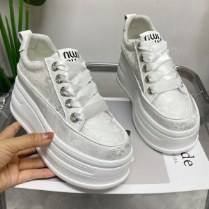 Elevated Platform Sneakers Womens Summer New Style National Trend Satin Mesh Breathable Platform Flats Fashion Casual Shoes