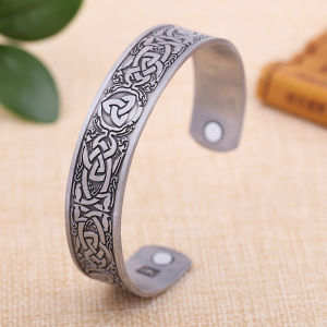 Skyrim Viking Talisman Health Bracelets Tree Of Life Luck Knot Runes Trinity Magnetic Cuff Bangles Women Men Adjustable Bracelet