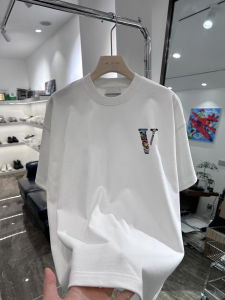 Áo Thun Cotton Tay Ngắn in Chữ V Phong Cách Mỹ Thường Ngày Mùa Hè Cho Nam Áo Thun Cotton Rộng Cổ Tròn Thời Trang Cho Thanh Thiếu Niên