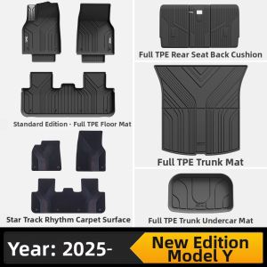 3W | Tesla Model Y Refreshed Rhythm Series TPE Carpet Surface Floor Mats