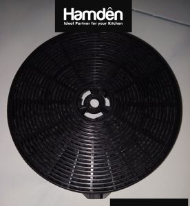 Hamden Charcoal Rangehood Filter - TF2160B TF2260B TF2190B TF2290B. Black circular filter with concentric ridges.