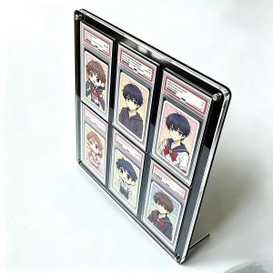 Takara Tomy | 6-Slot Graded Card Stand Black Acrylic Display Holder for PTCG Rating Card Pokemon Yu-Gi-Oh Trading Cards Crystal Clear Edges