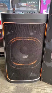 BTS-2241 5400mAh 12-inch karaoke audio system equipped with dual wireless microphones and outdoor Bluetooth speaker