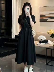 ZHENMANZI | French Audrey Style Black Shirt Dress Slimming
