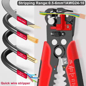 Self-Adjusting Wire Stripper3 in 1 Stripper/Cutter/Crimping Heavy Duty Automatic Electrical Wire Strippers for 10-24 AWG