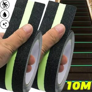 เทปลากกันลื่นเทปพันด้ามจับกันลื่น10เมตรพร้อมเรืองแสงในที่มืดช่วยลดความเสี่ยงในการลื่นไถลสำหรับความปลอดภัยของบันไดทั้งในร่มและกลางแจ้ง
