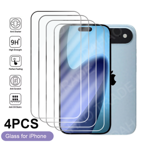 4PCS Screen Protector For iPhone 17 Air 16 15 14 13 12 11 Pro Max Plus Mini Tempered Glass For iPhone 7 8 6 Plus SE 2020 2022 XS
