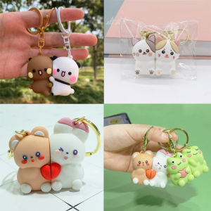 .Cartoon Panda Bubu Dudu Magnetic Keychain Cute Backpack Pendant with Toy Figures Couple Accessories Ideal Fantasy Themed Gift