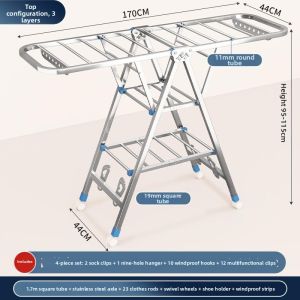 Stainless Steel Foldable Durable Movable Drying Rack