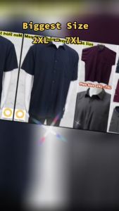 NS 1196SL Kemeja Lelaki Saiz Besar Lengan Pendek Kain Licin Men Shirt Short Sleeve Biggest Size 2XL - 7XL Large Cutting