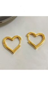 ต่างหูหัวใจ แฟชั่น 18k สำหรับผู้หญิง ต่างหูสแตนเลสชุบทอง