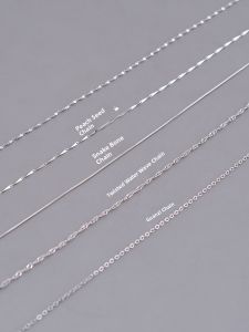 925 Sterling Silver Necklace for Women Engraved No Pendant Bone Chain Snake Bone Replacement Plain Chain Silver Jewelry