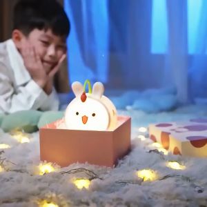 BOSSLU Lampu Tidur LED Boneka kelinci Gemoy Pat Pat Mainan Anak