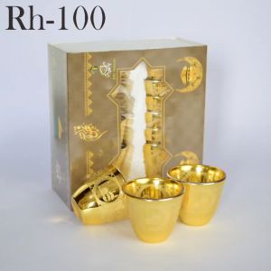 Gelas Cucing 1Lusin Motif Kabah Warna Emas Isi 12 Pcs Gelas Mini Air Zam Zam / Gelas air zam zam